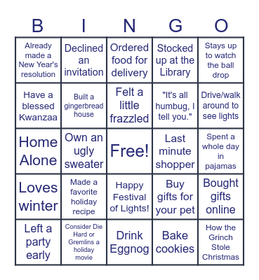 Holiday Bingo Card