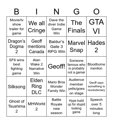 GA2023 Bingo Card