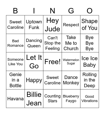 Under the table BINGO Card