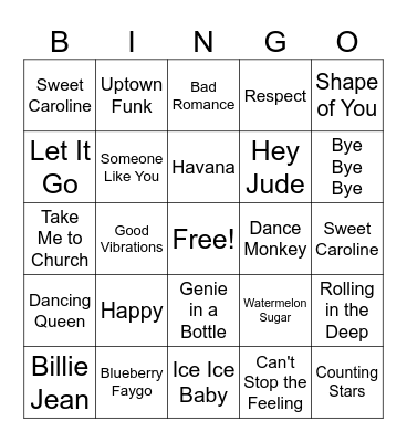 Under the table BINGO Card
