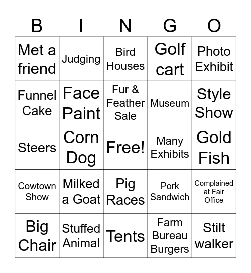 Fair Christmas Bingo Card