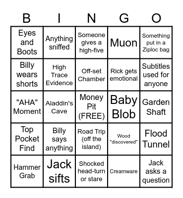 Curse of Oak Island Bingo Card