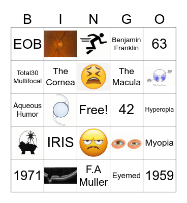 The Eyes have it Bingo Card