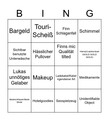 Koffer Unboxing Bingo Card