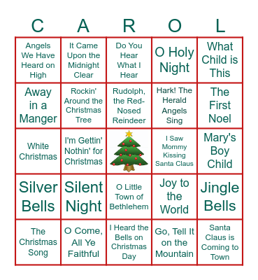 CHRISTMAS SONG BINGO Card