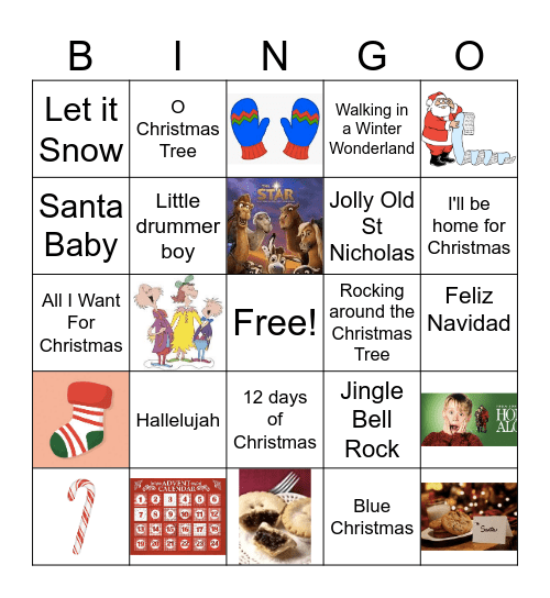 Christmas Carol Dinner Bingo Card
