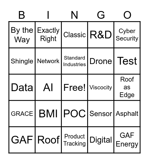 Catchphrase BINGO Card