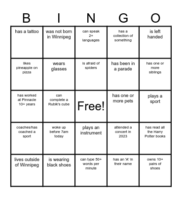 FIND SOMEONE WHO: Bingo Card