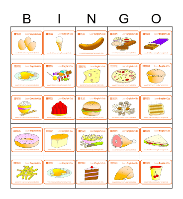 Healthy and Unhealthy Foods Bingo Card