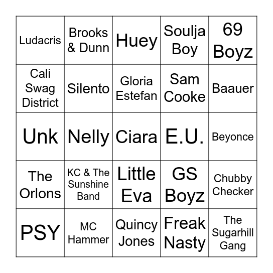 Dances Bingo Card