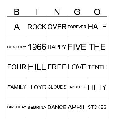 LLOYD'S 50TH BIRTHDAY Bingo Card