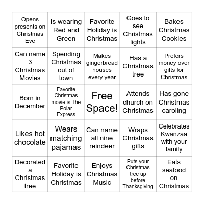 Christmas BINGO Card