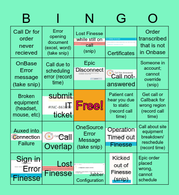 Technical Difficulties BINGO Card