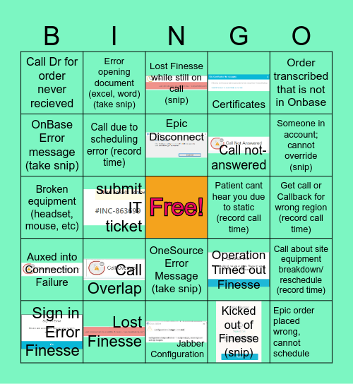 Technical Difficulties BINGO Card