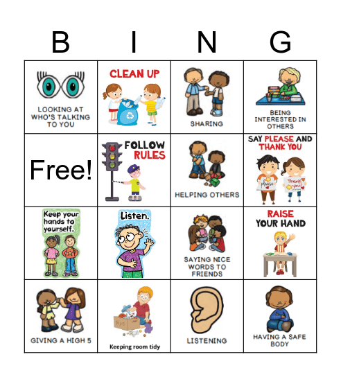 Good Manners Bingo Card