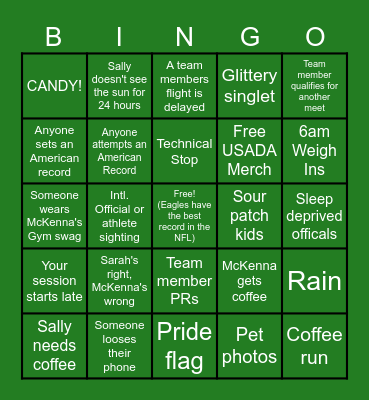McKenna's Weightlifting AO Final 2023 Bingo Card