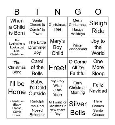 Christmas Singo Bingo Card