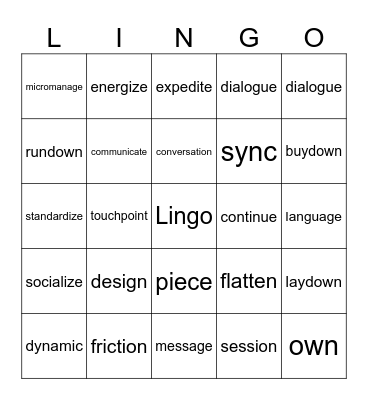 CG LINGO Bingo Card