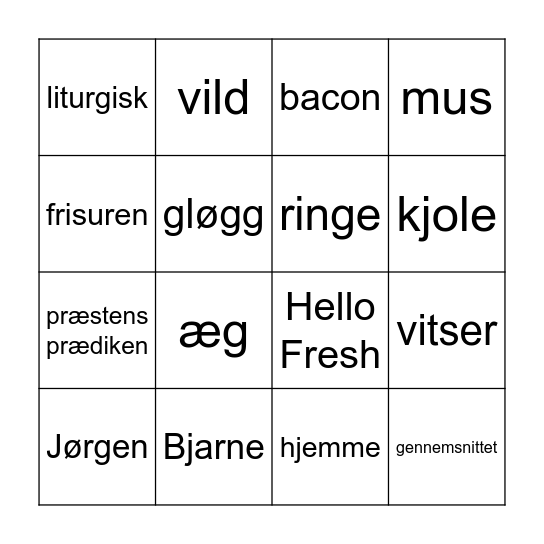 Nørresundby kirkes julefrokost-bingo-banko Bingo Card