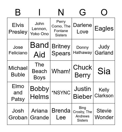 Music Bingo #46 (Christmas) Bingo Card
