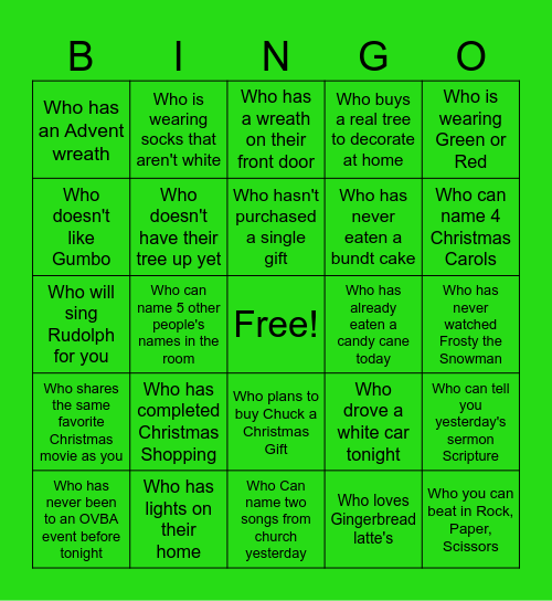 Christmas Bingo Card