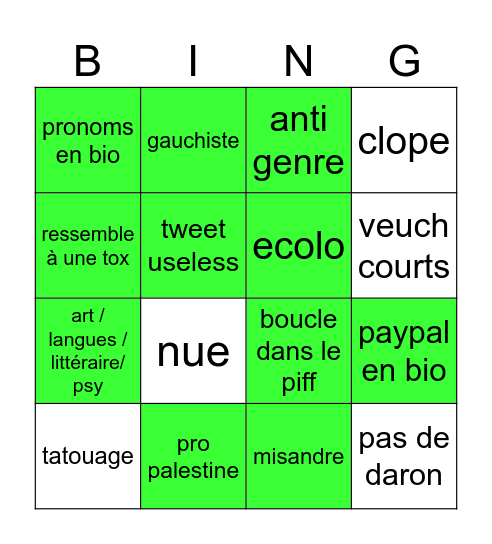 Pute Bingo Card