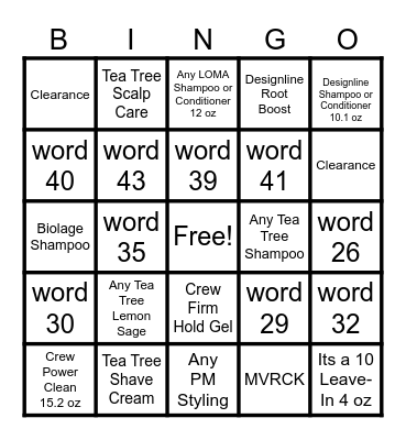 Product BINGO Card