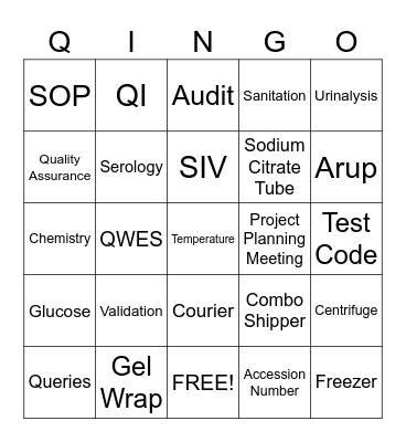 QINGO - Lab Week - Name _________________________ Bingo Card