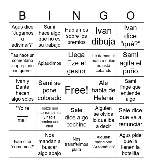 Bingo Gnocchi Bingo Card