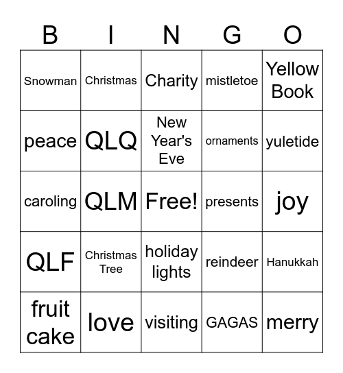 Holiday Bingo Card