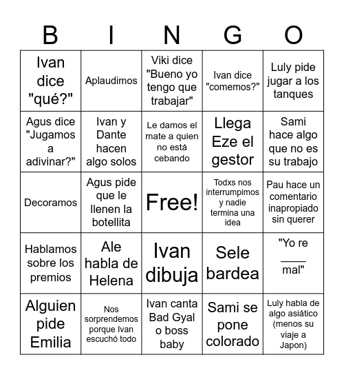 Bingo Gnocchi Bingo Card