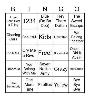 The 2000's Bingo Card