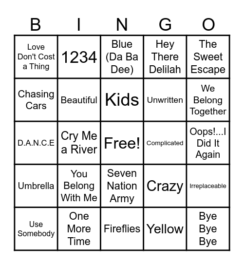 The 2000's Bingo Card