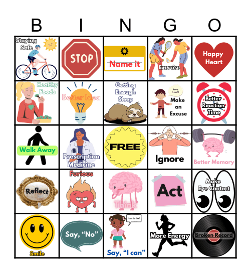 Healthy Choices Bingo Card