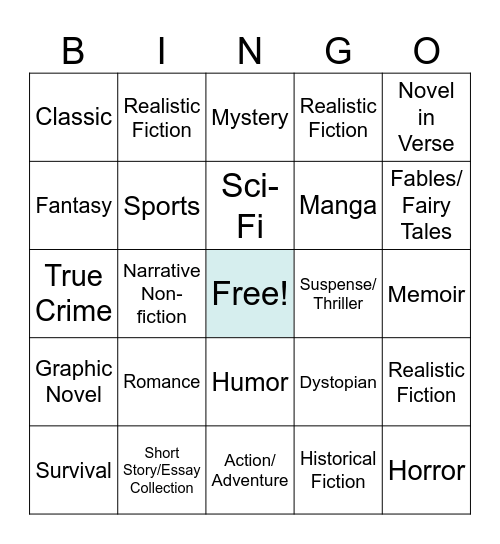 SSR Extra Credit Bingo Card