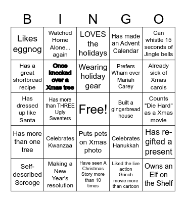 Virtual Holiday Party Bingo Card