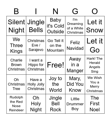 Christmas Songs Bingo Card