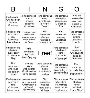 Christmas Party Bingo Card