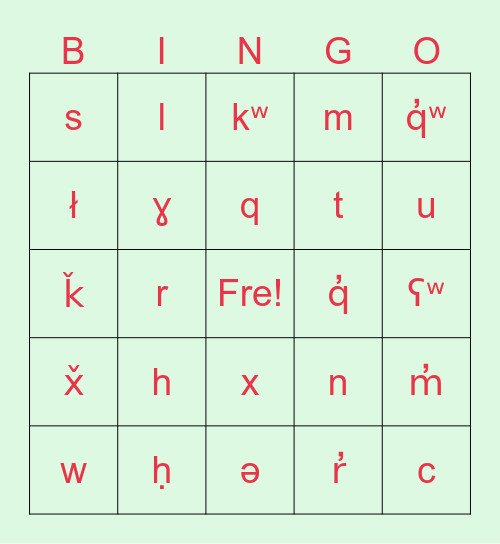 Pake Alphabet Bingo Card