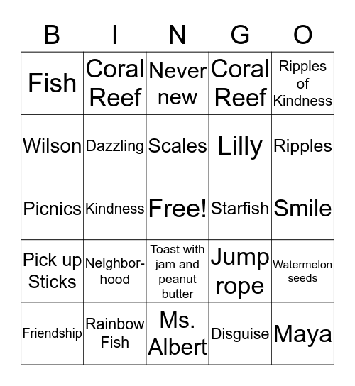 Friendship  Bingo Card