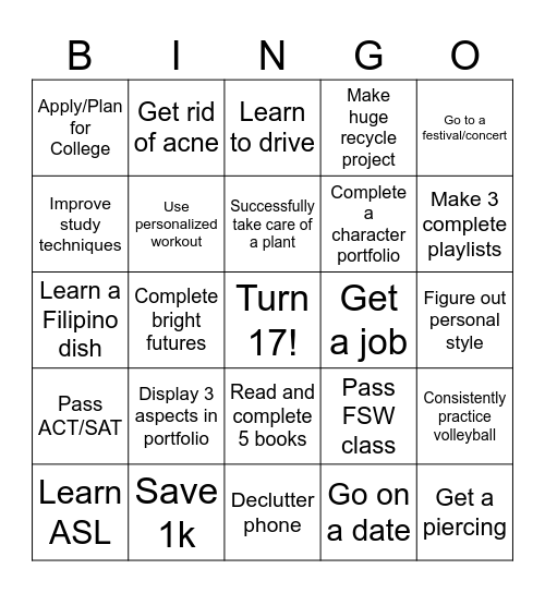 Fein's Bingo Card