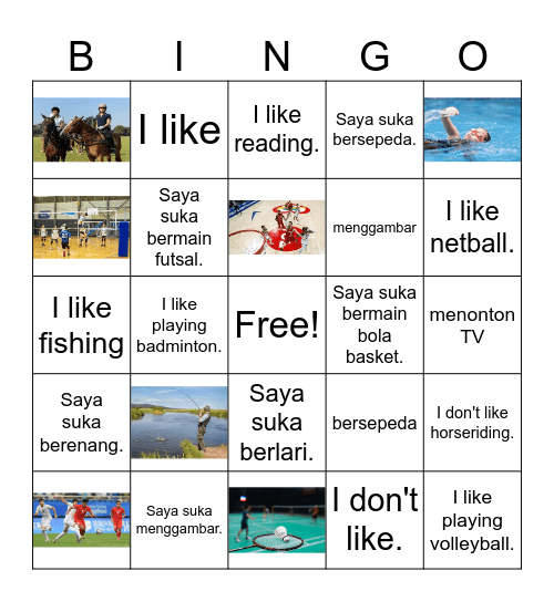 Olahraga dan hobi Bingo Card