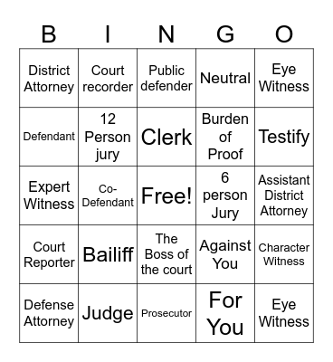 People of the Courtroom Bingo Card