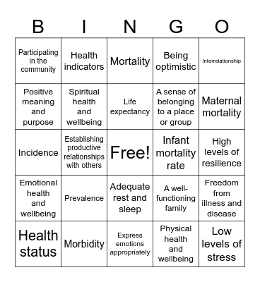 Global Health - Jumpstart bingo Card