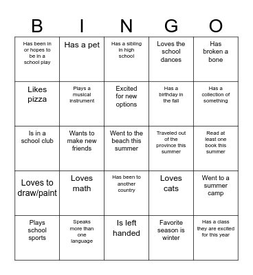 Find-a-Friend BINGO Card