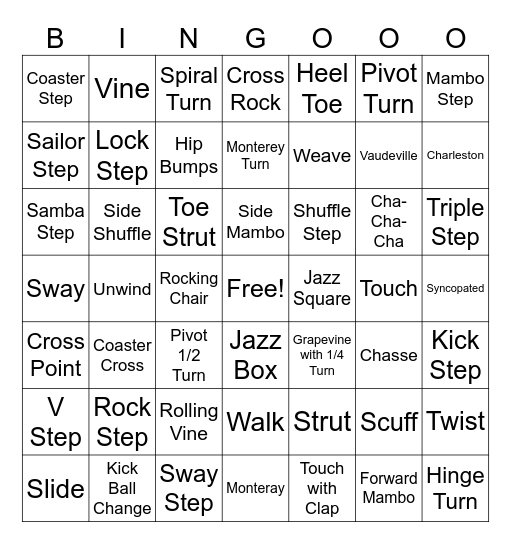 Steps Bingo Card