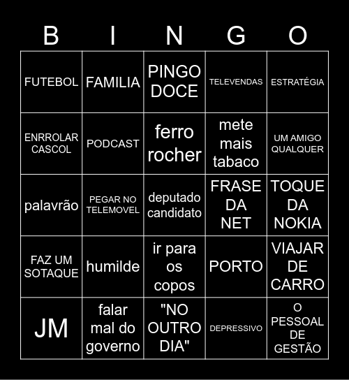 MASTERCLASSE STOR PEDRO Bingo Card