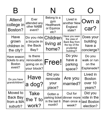 Back Bay Bingo Card
