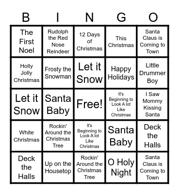 Christmas Music Bingo Card