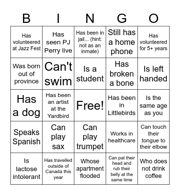 Find a volunteer who... Bingo Card